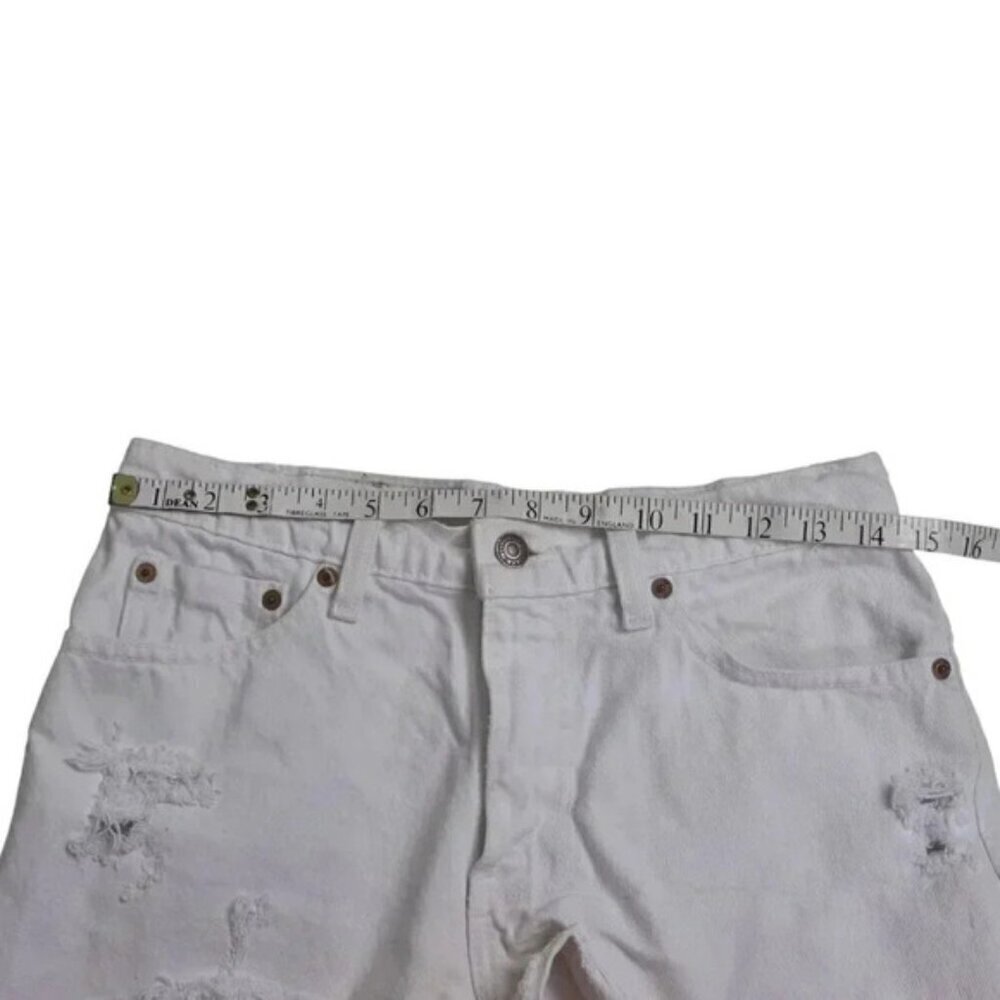 Vintage Levi's 538 White Cutoff Jean Shorts Jorts Cotton Hip Hugger Size 28 - Picture 9 of 11